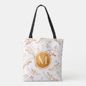 Vun elegant monogram goudbessenpatroon op wit tote bag (Achterkant)