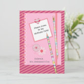 Vun en  klasgenoot/uitnodiging tot geboorte op sch kaart (Staand voorkant)