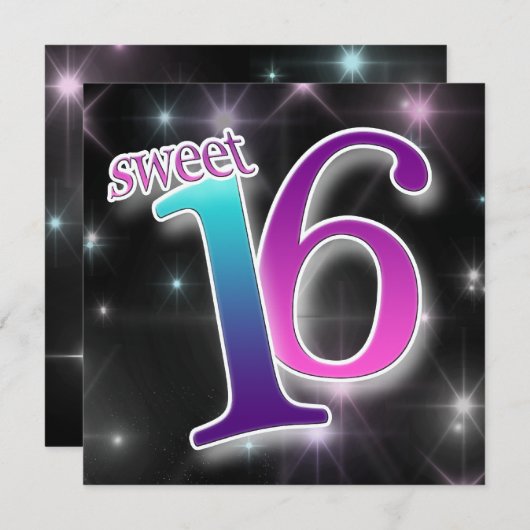 Vun en kleurrijk zoete 16e verjaardag kaart (Voorkant / Achterkant)