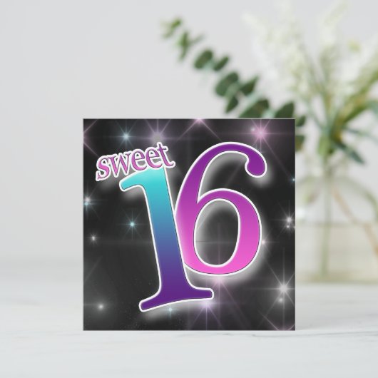 Vun en kleurrijk zoete 16e verjaardag kaart (Staand voorkant)