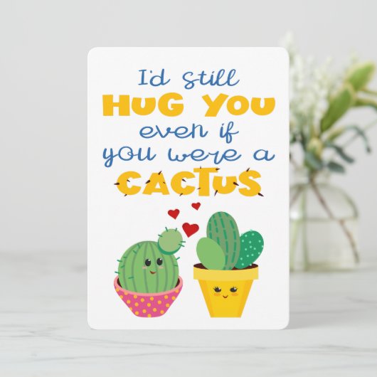 Vun en kleurrijke cartoon Cactus in de Valentijn Kaart (Staand voorkant)
