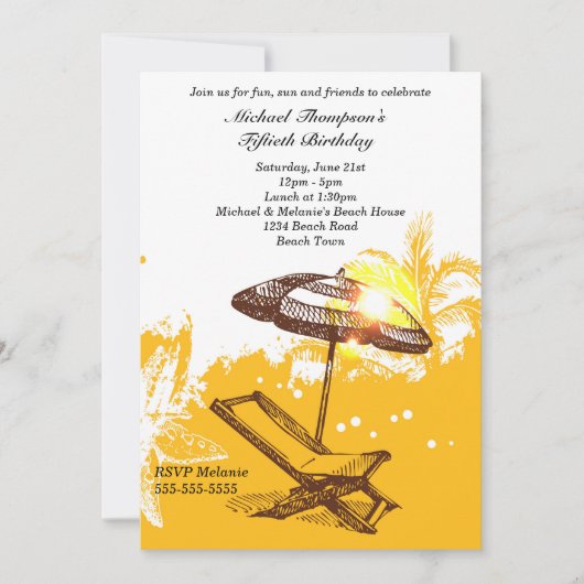 Vun en Sun Beach Birthday Kaart (Voorkant)