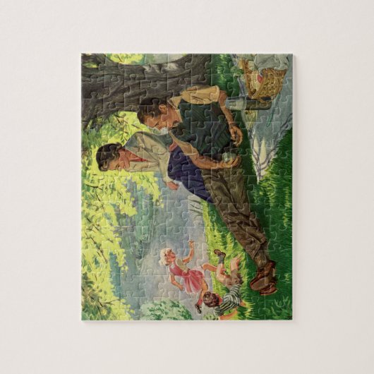  vun Familie Picnic onder een schaduwboom Legpuzzel (Verticaal)