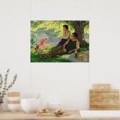  vun Familie Picnic onder een schaduwboom Poster (Keuken)