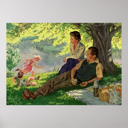 vun Familie Picnic onder een schaduwboom Poster (Voorkant)