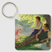  vun Familie Picnic onder een schaduwboom Sleutelhanger (Voorkant)