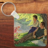  vun Familie Picnic onder een schaduwboom Sleutelhanger (Voorkant)