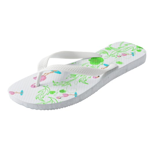 vun flamingos en groene wijnstokken teenslippers (Schuin)