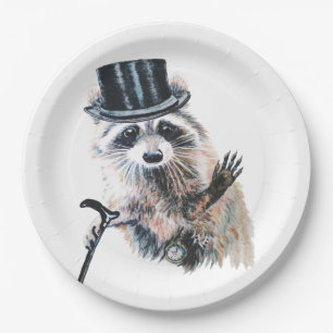Vun Gekke, formeel Attire Raccoon Dier Papieren Bordje