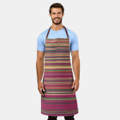 Vun, gekleurd multikleurenafdrukken met alles-over schort (Gedragen)