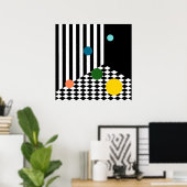 Vun gekleurde schokken in de isometrische ruimte poster (Thuiskantoor)