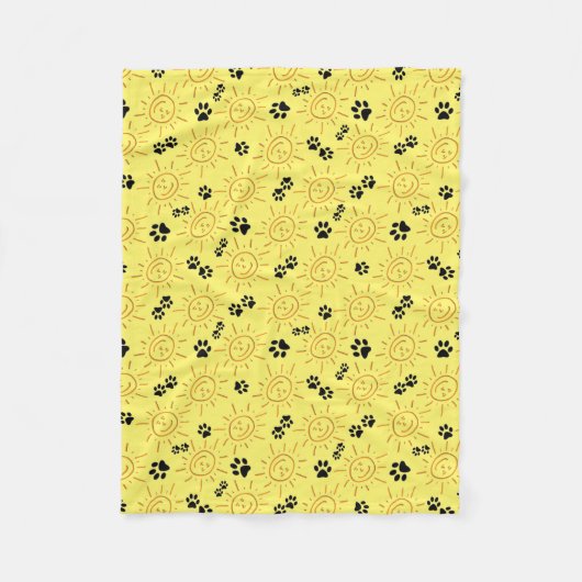 Vun hand getekende zonneschijnzwart zwaait over ge fleece deken (Voorkant)