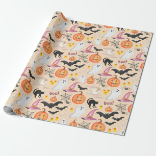 Vun, handschilderd, Waterverf Halloween Cadeaupapier