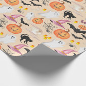Vun, handschilderd, Waterverf Halloween Cadeaupapier (Hoek)