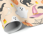 Vun, handschilderd, Waterverf Halloween Cadeaupapier (Rol Hoek)