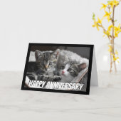 Vun hart tegen hart Jubileum met paar kat Kaart (Gele Bloem)