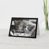 Vun hart voor hart Broer Birthday Cat Animal Kaart (Voorkant)