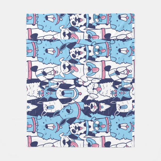 Vun Hondenrassen Pet Animal Cartoon Pattern Fleece Deken (Voorkant)