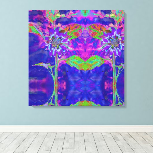 Vun in de zon - blauw canvas afdruk (Insitu (Houten vloer))