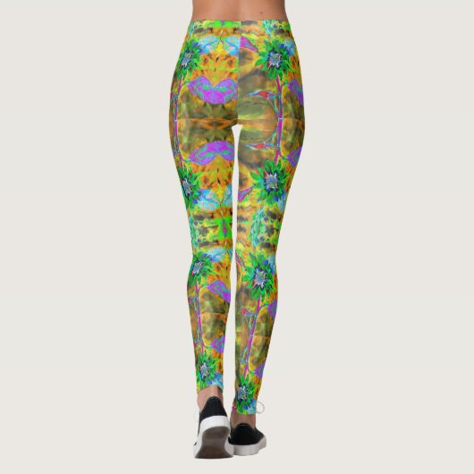 Vun in de zon - groene zonnebloem leggings (Achterkant)