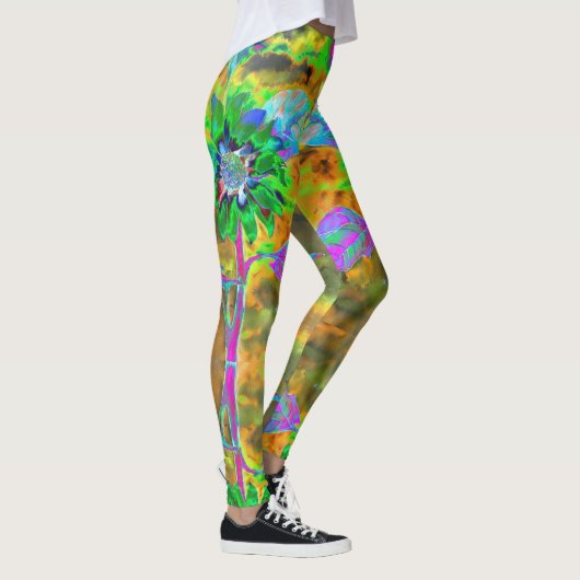 Vun in de zon - groene zonnebloem leggings (Rechts)