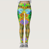 Vun in de zon - groene zonnebloem leggings (Voorkant)