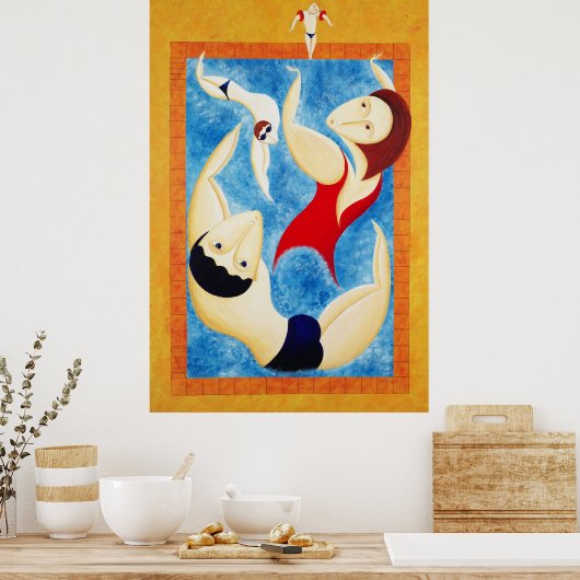 Vun in het zwembad poster (Keuken)