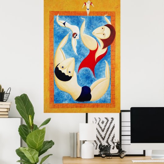 Vun in het zwembad poster (Thuiskantoor)