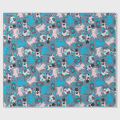 Vun katten op blauw cadeaupapier (Vlak)