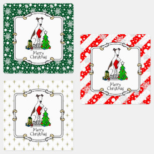 Vun kerstboom 2 Greyhound Dog (brindle white) Labels
