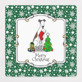 Vun kerstboom 2 Greyhound Dog (brindle white) Labels (Design 1)