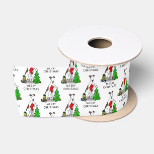 Vun kerstboom 2 Greyhound Dog (brindle white) Satijnen Lint