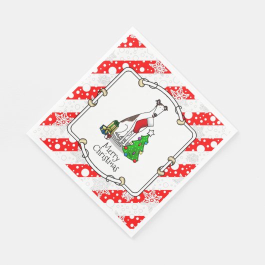 Vun kerstboom 2 Greyhound Dog (brindle white) Servet (Hoek)