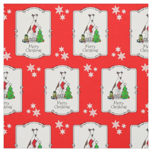Vun kerstboom 2 Greyhound Dog (brindle white) Stof (Swatch)