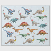 Vun kerstfeestdag Dinosaur-Waterverf Cadeaupapier (Vlak)
