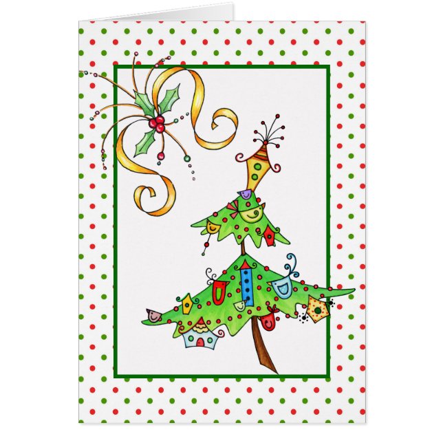 Vun kerstKaart met kerstboom (Voorkant)