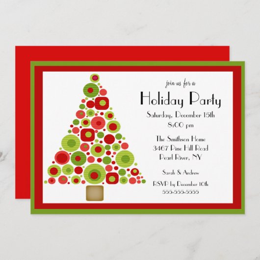 Vun kerstkerstfeest uitnodiging (Voorkant / Achterkant)