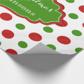Vun kerstpokadots in rood en groen cadeaupapier (Hoek)