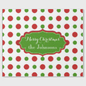 Vun kerstpokadots in rood en groen cadeaupapier (Vlak)