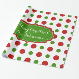 Vun kerstpokadots in rood en groen cadeaupapier