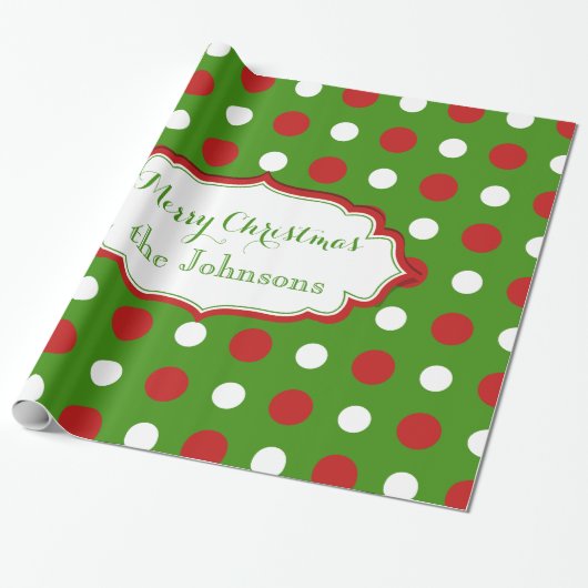 Vun kerstpokadots in rood en wit cadeaupapier (Uitgerold)