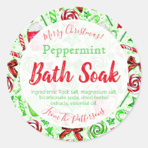 Vun kerstsnoepriet Bath Bomb Salt Soak Label