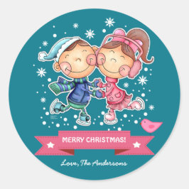 Vun Kinderen | Eigen naam kerstmis Ronde Sticker