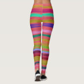 Vun kleurige regenboogstrepen retro leggings (Achterkant)
