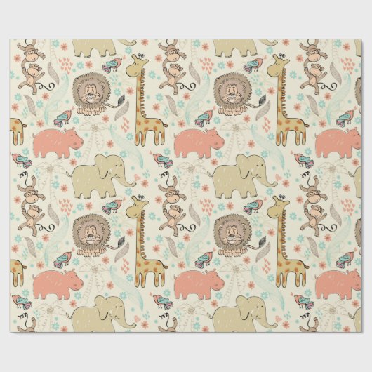 Vun kleurrijk Oerwoud dierpatroon Cadeaupapier (Vlak)