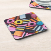 Vun, kleurrijk, zoethout snoep bier onderzetter (Linkerzijde)