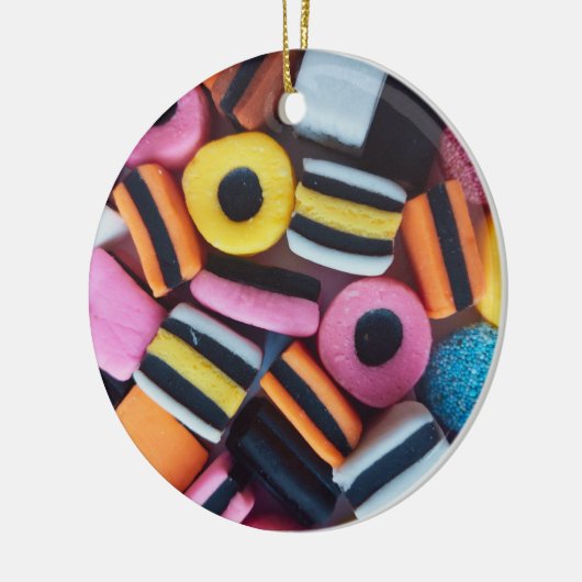 Vun, kleurrijk, zoethout snoep keramisch ornament (Links)