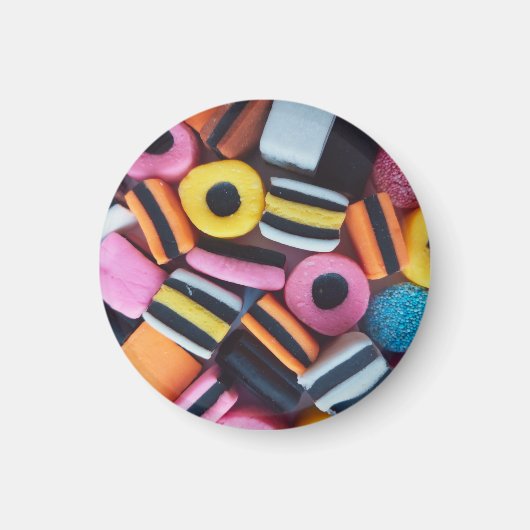 Vun, kleurrijk, zoethout snoep magneet (Voorkant)