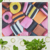 Vun, kleurrijk, zoethout snoep theedoek (Gevouwen)