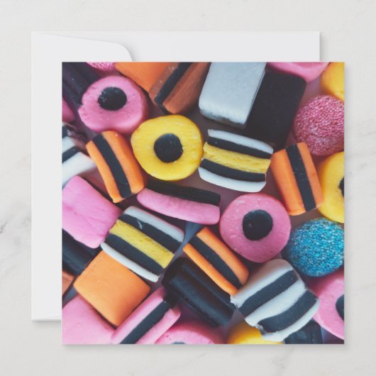 Vun, kleurrijk, zoethout snoep Wenskaart (Achterkant)